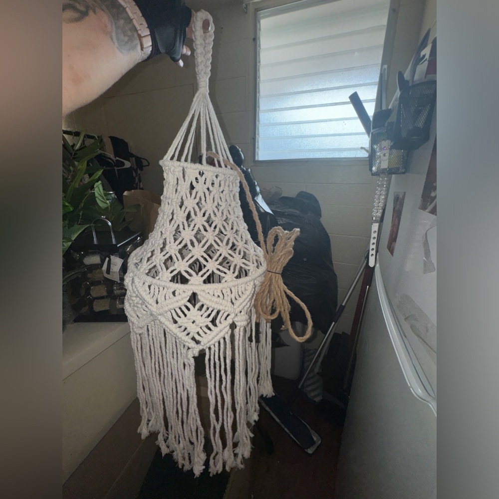 BOHO Hand- crafted Hanging Rope Light Shade (light Bulb Not Included) - Picture 4 of 5